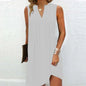 Ladies’ Notch V‑Neck Pleated Petal‑Sleeve Maxi Dress