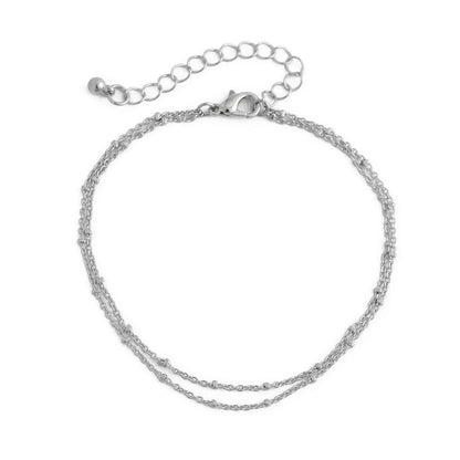 Simple alloy double-layer chain ankle chain beach personalized bead chain ankle chain
