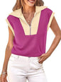 Fisoew Color‑Block Half‑Zip Polo Sweatshirt