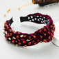Exaggerated Fashion Hair Bands Female Corduroy Temperament Sweet Hair Ornaments Wide Side Knotted With Diamonds Headband