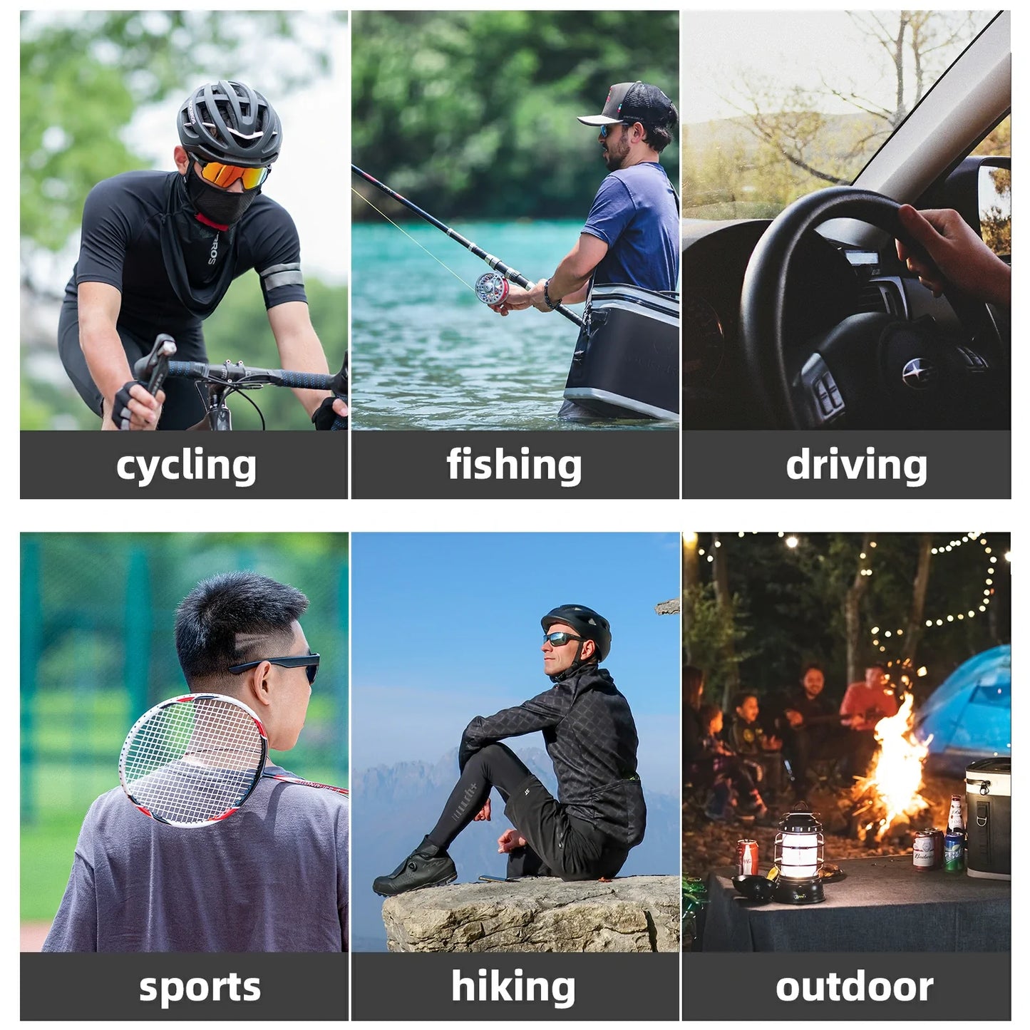 ROCKBROS Cooling Neck Gaiter with Ear Loops – Breathable Summer Face Cover for Cycling Fishing