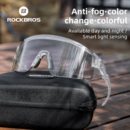ROCKBROS Photochromic Cycling Glasses Anti-fog UV Protection Mountain Bike Glasses