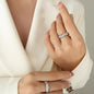 Star Moon Shaped Sparkling Zircon Design Ring Titanium Steel Handmade Jewelry for Girls