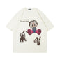 Fun Cartoon Anime Print Short Sleeve T-Shirt Men's High Street Trendy Half Sleeve Pure Cotton Round Neck Loose Tee