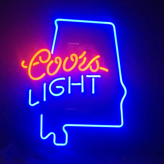 Coors Light with Alabama Maps Neon Light Sign