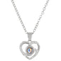 Diamond studded heart-shaped projection necklace in 100 languages. I love you, heart-shaped pendant, couple necklace