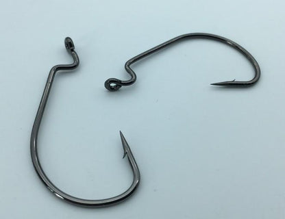 Rompin 20pcs/lot Black Nickel Crank Fishing Hooks High Carbon Steel Worm Sharp Barbed