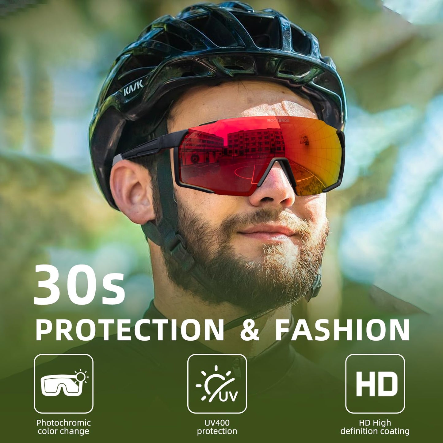ROCKBROS Photochromic Sport Cycling Sunglasses for Men Women Lightweight UV Protection