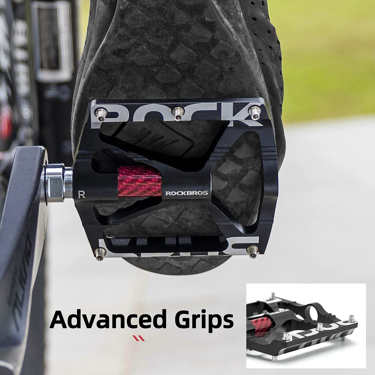 ROCKBROS Mountain Bike Pedals MTB BMX  Pedals CNC Non-Slip Lightweight Aluminum Alloy Bicycle Pedals 9/16"