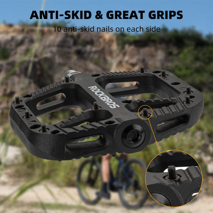ROCKBROS Mountain Bike Pedals Nylon Composite Bearing 9/16" MTB Bicycle Pedals with Wide Flat Platform