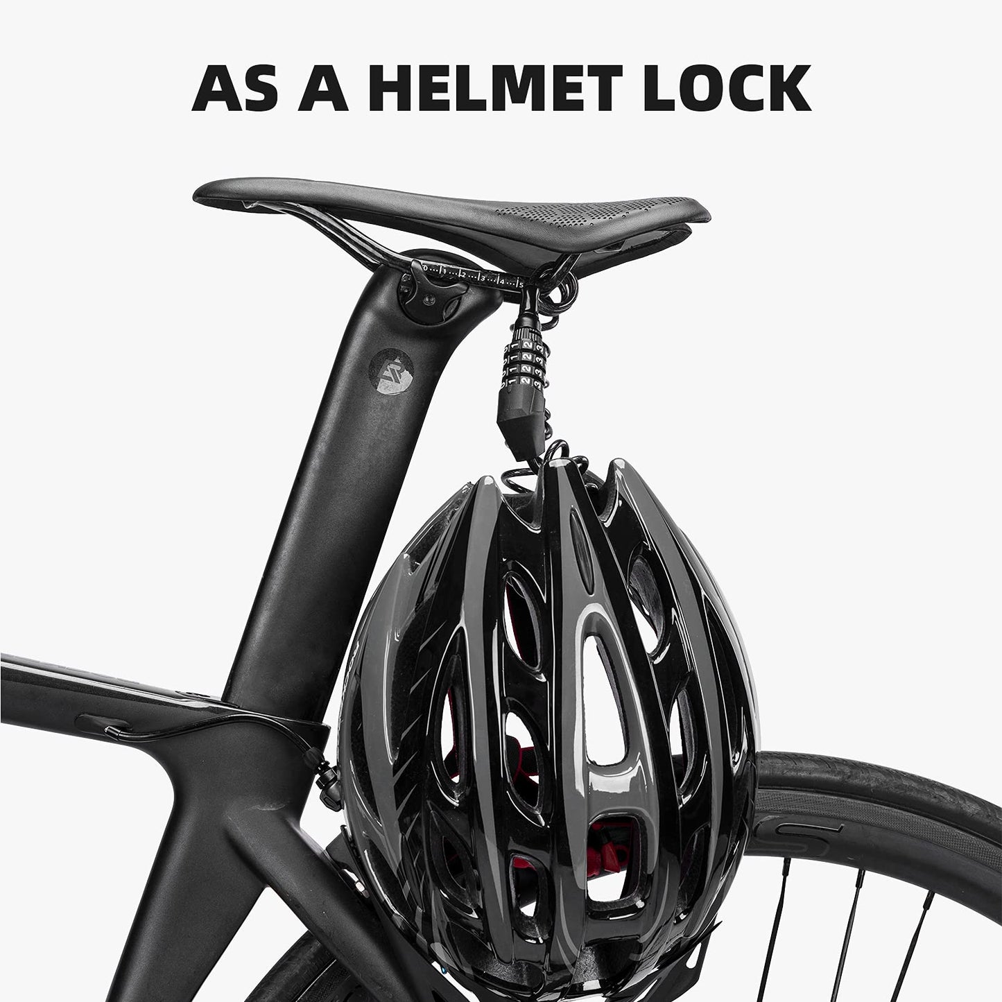 ROCKBROS Lightweight Helmet Lock, Resettable Combination Cable Lock for Bike & Luggage