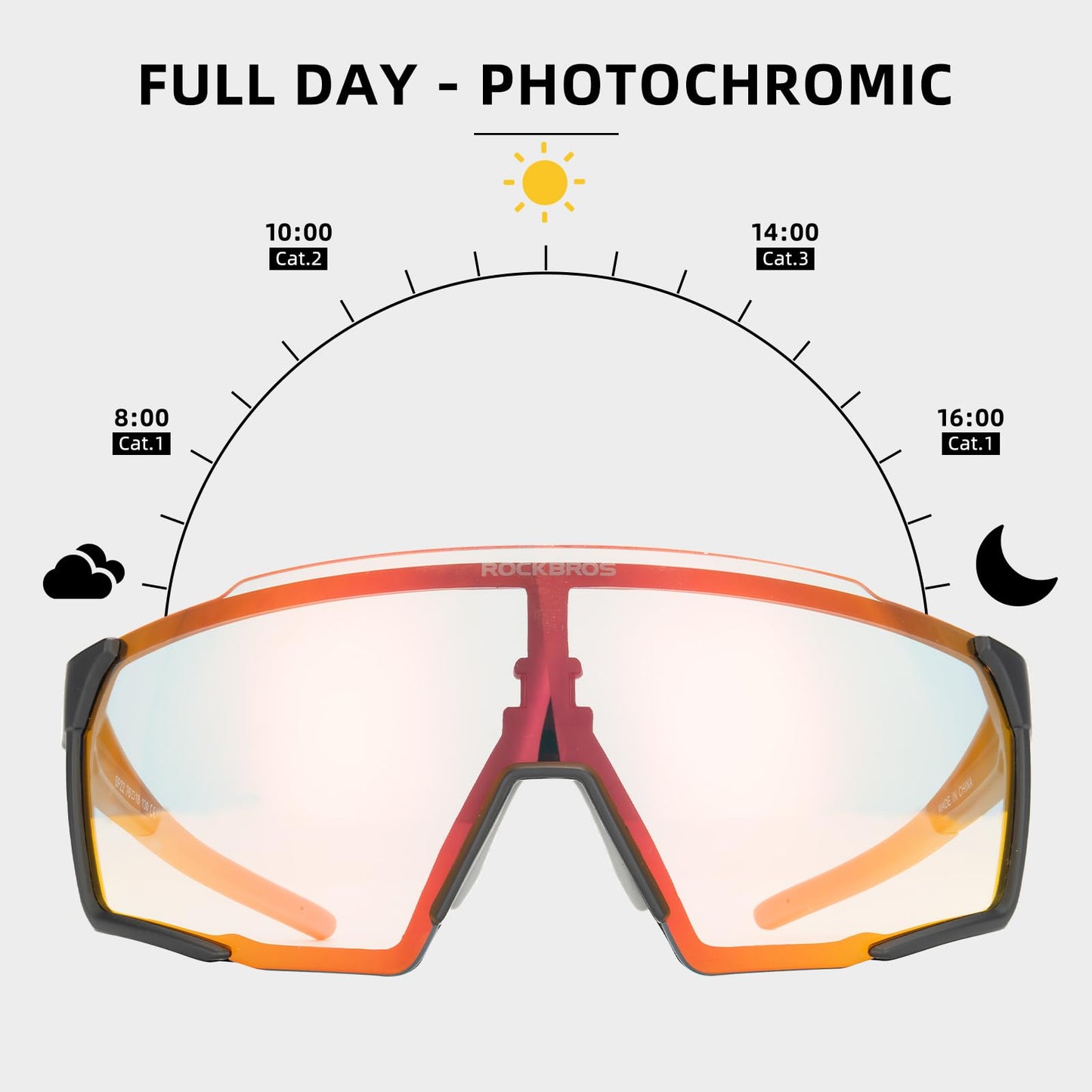 ROCKBROS Photochromic Sport Cycling Sunglasses for Men Women Lightweight UV Protection
