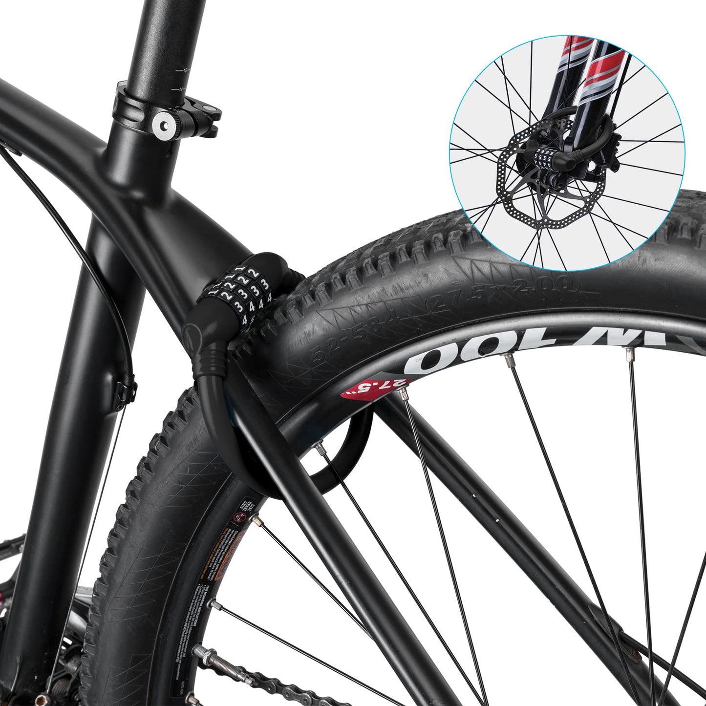 ROCKBROS Lightweight Bike Lock Cable 12MM Anti-Theft Combination Lock