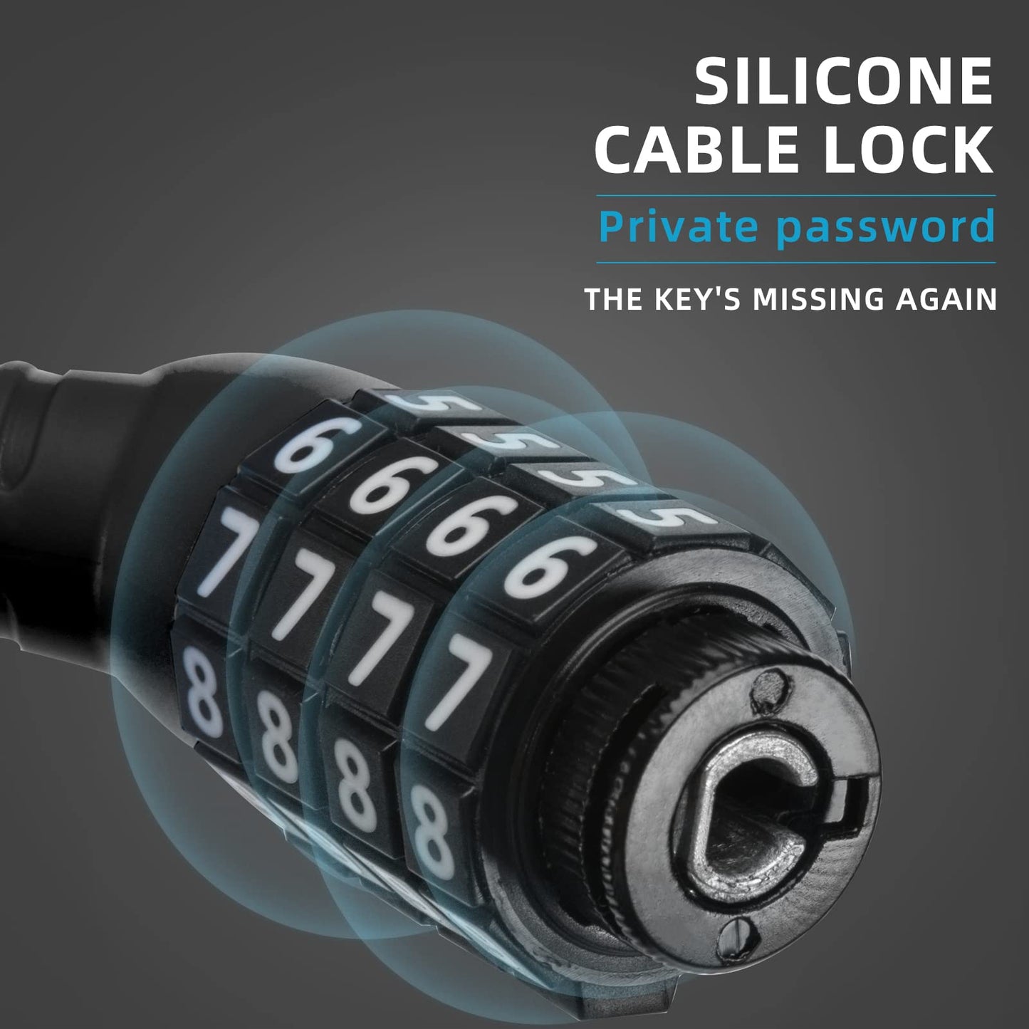 ROCKBROS Lightweight Bike Lock Cable 12MM Anti-Theft Combination Lock