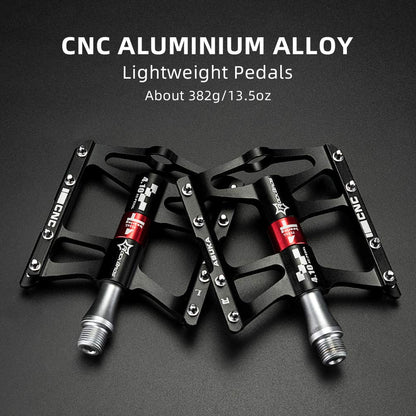 ROCKBROS 4 Bearings Mountain MTB Bike Pedals Platform Flat Aluminum Alloy 9/16"