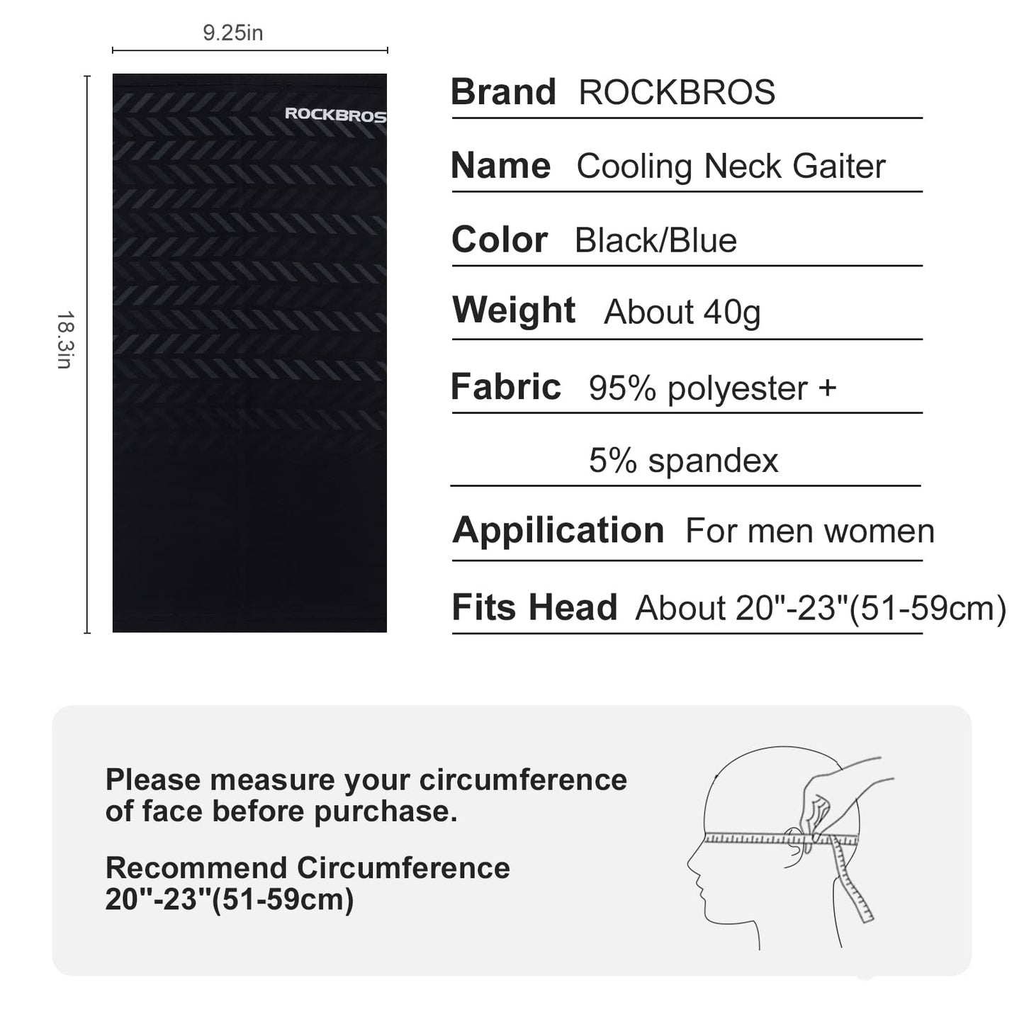 ROCKBROS Cooling Neck Gaiter Face Mask Fishing Scarf Face Cover for Men Women