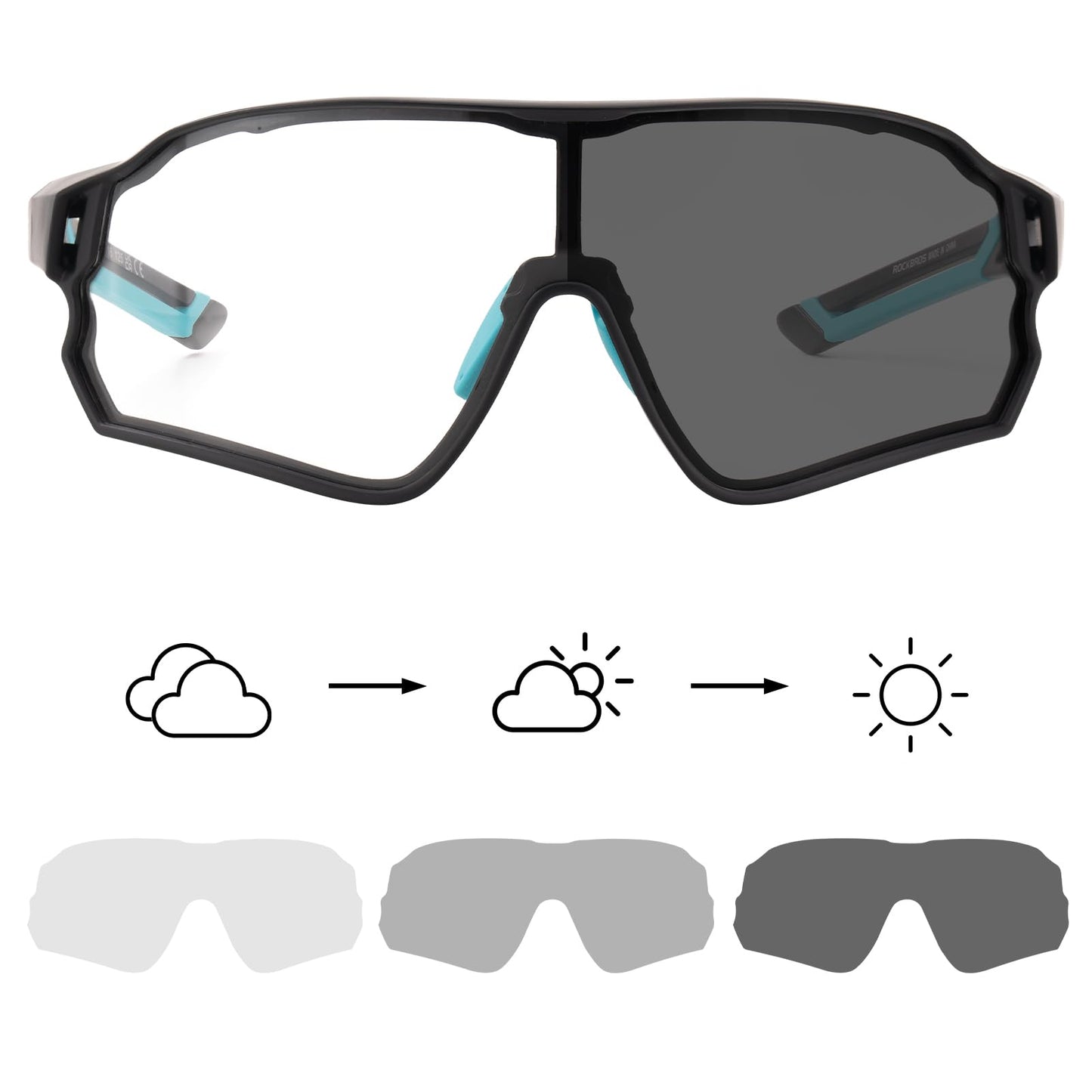 ROCKBROS Photochromic Sunglasses Thicken PC Lenses With UV400 Protection Coating