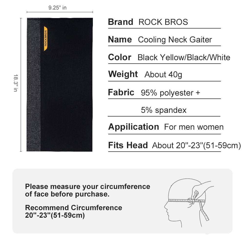 ROCKBROS Cooling Neck Gaiter Face Mask Fishing Scarf Face Cover for Men Women