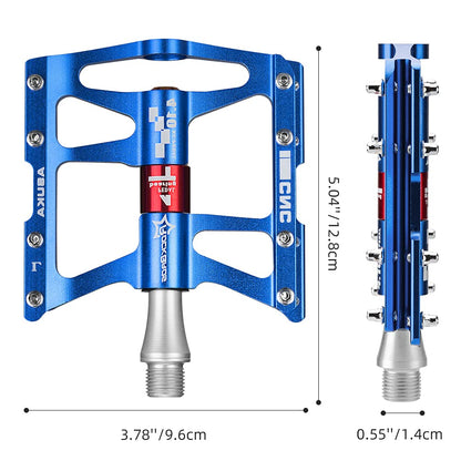 ROCKBROS 4 Bearings Mountain MTB Bike Pedals Platform Flat Aluminum Alloy 9/16"