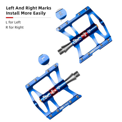 ROCKBROS 4 Bearings Mountain MTB Bike Pedals Platform Flat Aluminum Alloy 9/16"