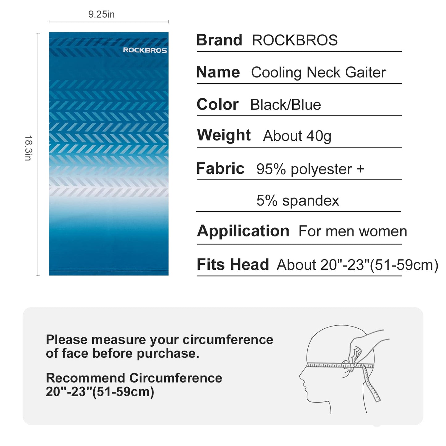 ROCKBROS Cooling Neck Gaiter Face Mask Fishing Scarf Face Cover for Men Women