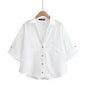 Elegant  Style Women's Fashion Casual Versatile V-Neck Short Sleeve Crop Shirt