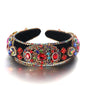 Fashionable Baroque Retro Inlaid Colored Water Diamond Sponge Head Hoop