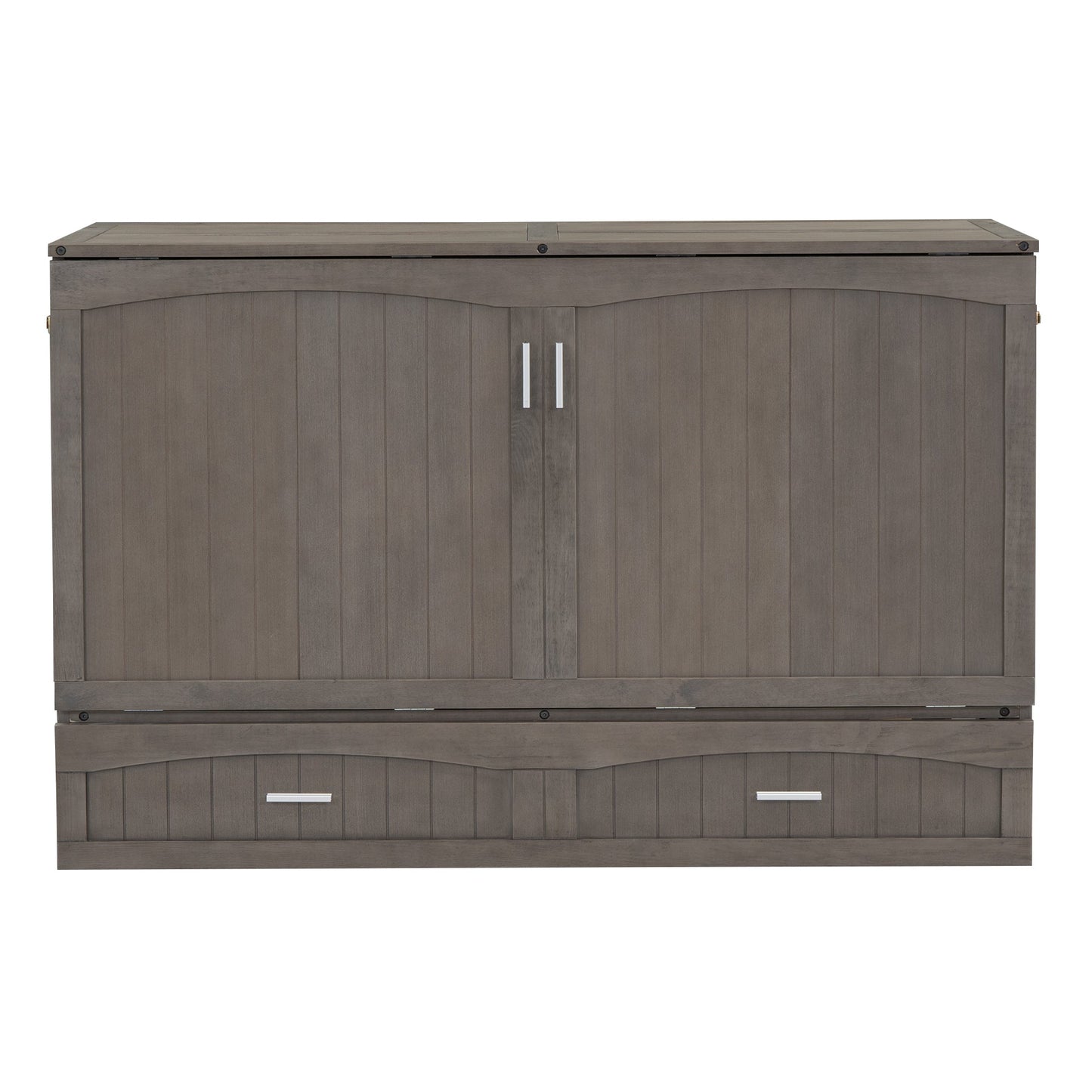 Queen Size Murphy Bed with Built-In Charging Station  Antique Grey