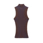 Half high neck sleeveless slim knit sweater for women