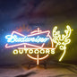 Budweiser Outdoors Deer with Crown Neon Signs