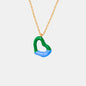 Two tone weight glazed design heart pendant titanium steel gold-plated necklace