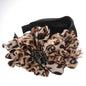 Handmade diamond inlaid fabric flower with teeth and anti slip exaggerated headband for women