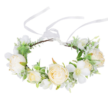 Hawaiian Wreath Wreath Simulation Flower Headwear Forest Fairy Girl Style Scenic Area Photo Headflower