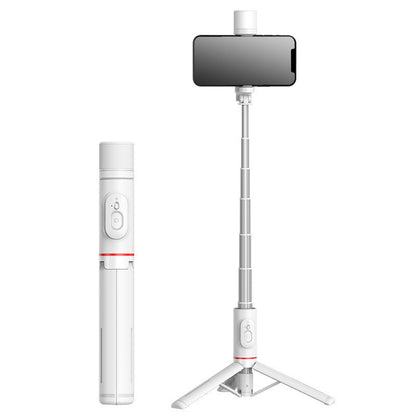 Mobile Phone Bluetooth Selfie Stick with Rotating Fill Light and Hidden Tripod Live Streaming Stand