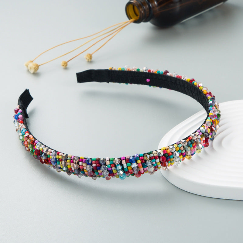 Hair Hoop Hand-woven Beaded Headband Female Baroque Sponge Hair Bundle Korean Face Wash Hair Accessories