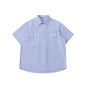 Striped pocket short sleeved shirt