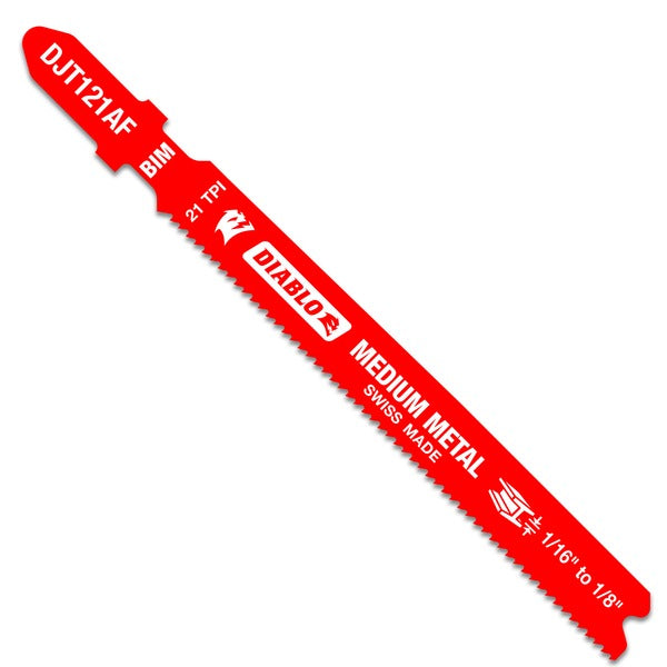 Diablo DJT121AF5 3-5/8 in. 21 TPI Bi-Metal T-Shank Jig Saw Blades for Medium Metal (5-Pack)