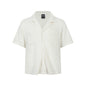 Texture sensation lapel short sleeved shirt for men simple solid color Cuban collar shirt
