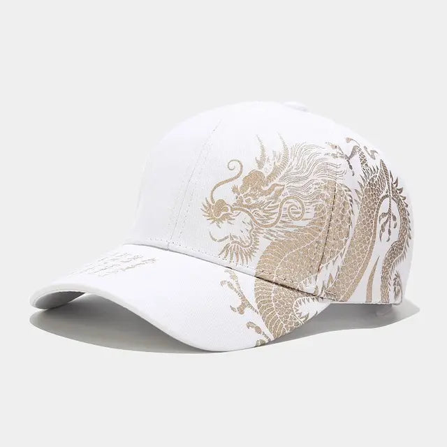 Men and women universal new Chinese dragon printing paragraph duck tongue cap pattern neutral wind adjustable baseball cap