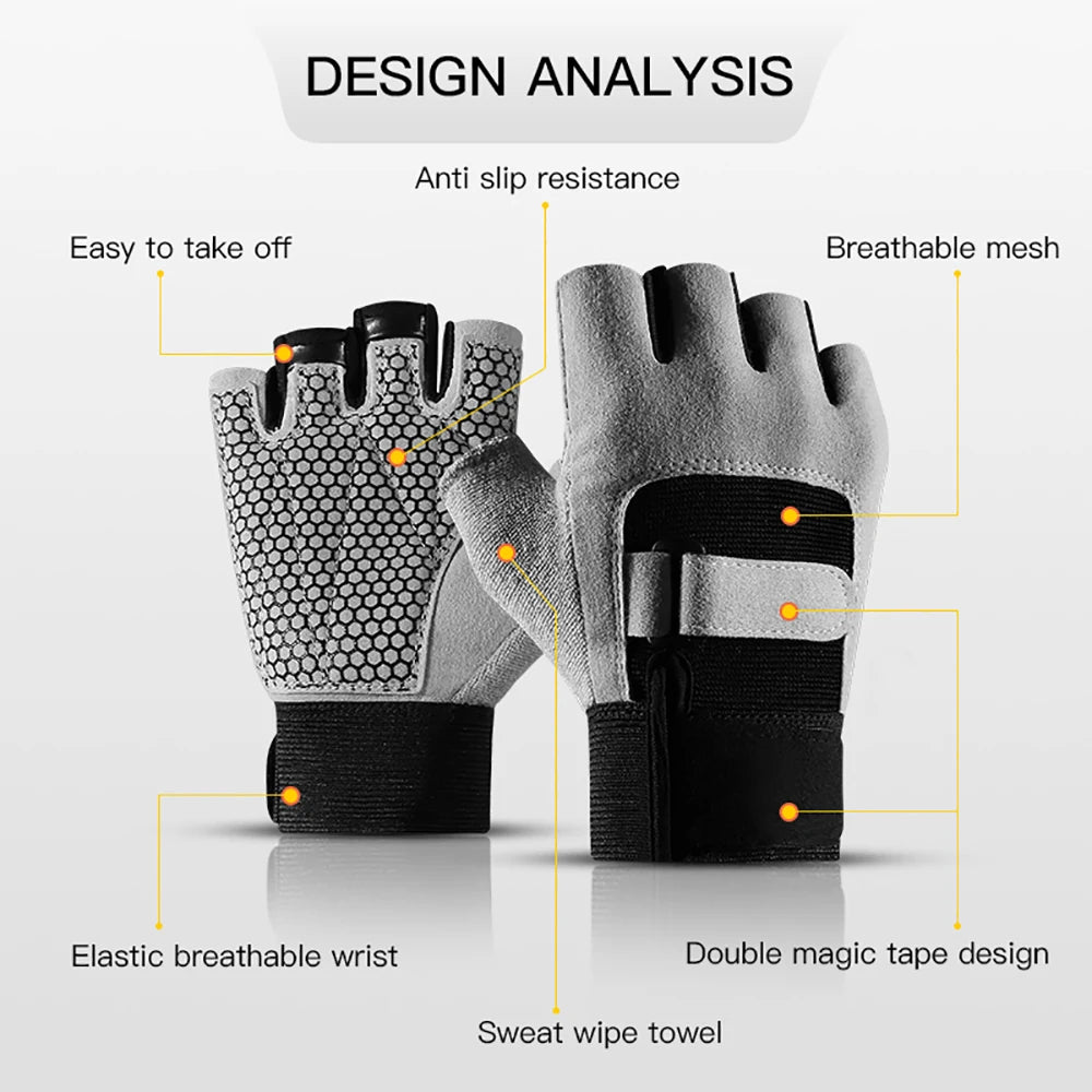 Men's and women's weightlifting equipment sports gloves, outdoor cycling training half finger anti slip shock-absorbing gloves