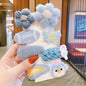 Milk Coffee Color Children's Plush Hairpin Net Red Bangs Side Hair Clip Autumn And Winter Lovely Japanese Clip