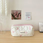Cute Bow Flower Quilting Cotton Makeup Bag Women Zipper Cosmetic Organizer Female Cloth Handbag Portable Toiletry Case for Girls