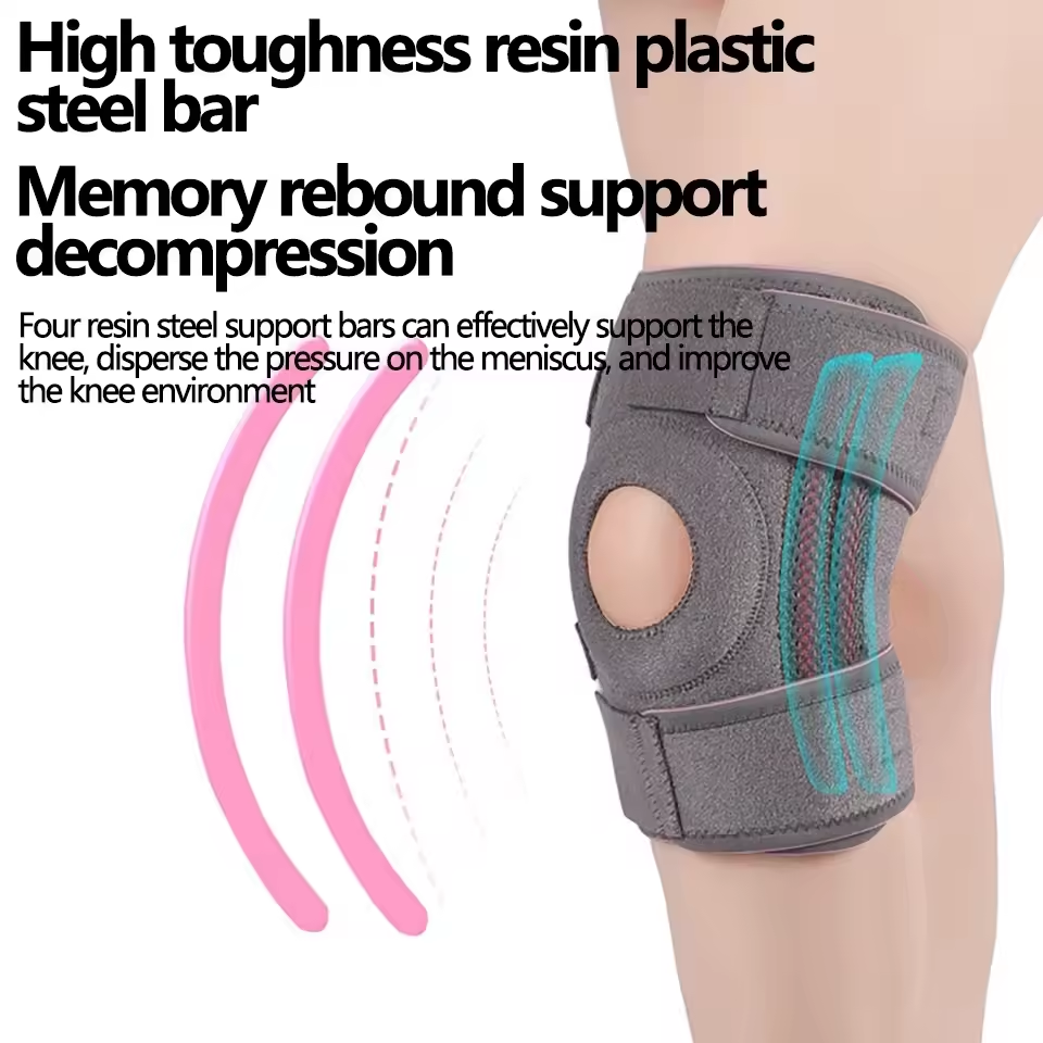 Meniscus Sports Knee Protector Silicone Shock Absorber Stability Patella Knee Protector Support Strip Velcro Adjustable