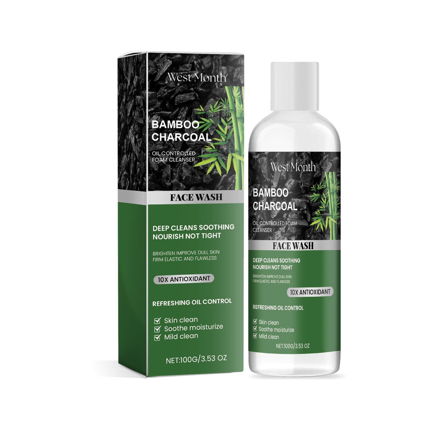 Charcoal Facial Cleanser Cleans Facial Skin From Oil And Dirt, Keeps Moisturizing, Refreshing And Oil Controlling