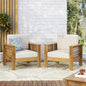 ( Set of 2) Outdoor Acacia Wood Club Chairs with Cushions, Teak+Beige, 27.75"D x 32"W x 27.75"H