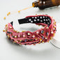 Exaggerated Fashion Hair Bands Female Corduroy Temperament Sweet Hair Ornaments Wide Side Knotted With Diamonds Headband