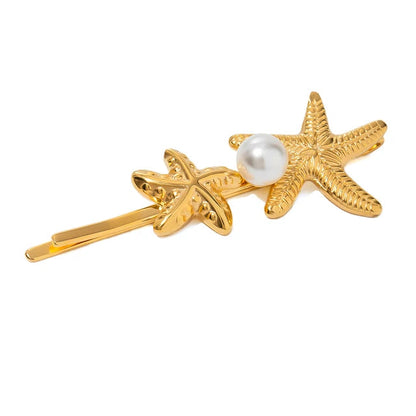 Stainless steel shell hair clip with bangs, high-end feel, ins metal hair accessories, broken hair clip at the back of the head
