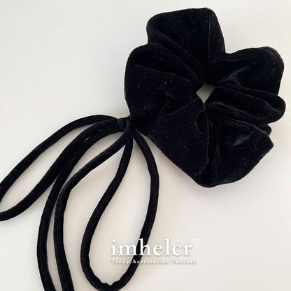 Vintage Velvet Long Ribbon Bow Large Intestine Hair Loop Head Rope Female