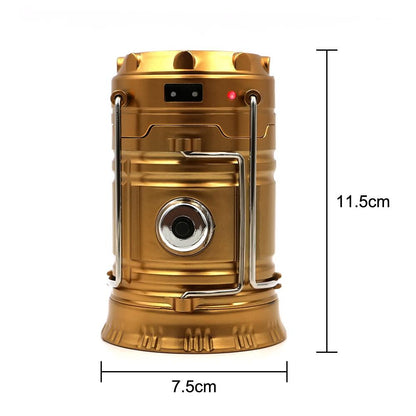 LED Solar Powered Collapsible Flashlights Portable Lamp Rechargeable Hand Lamp Hiking Camping Lantern Light Outdoor Lighting