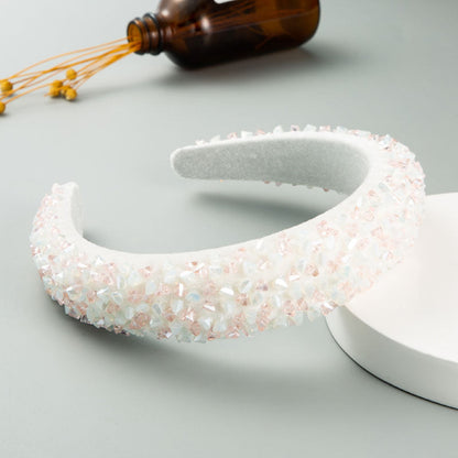 New Baroque Headband Feminine Color Hand-Stitched Glass Bead Headband Thin Sponge Headband